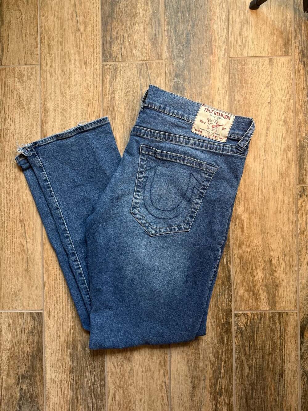 True Religion Ricky Relaxed Straight Jeans Size 40 Blue Denim